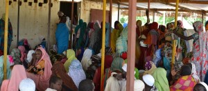 Women line up to receive their monthly ration in the Djabal camp, in eastern Chad (WFP, 2015)